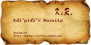 Káplár Rozvita névjegykártya